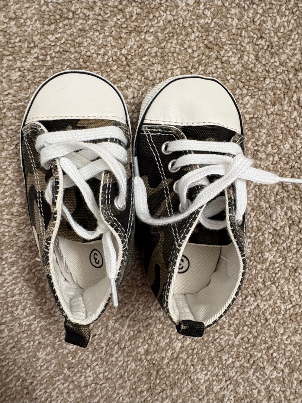 Kids Camo Canvas Lace-Up Sneakers - White Toe